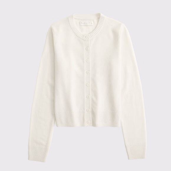 Abercrombie Cashmere Crew Cream Cardigan - Picture 1 of 6